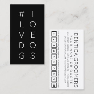 #ILOVEDOGS hashtag loyalty punch card