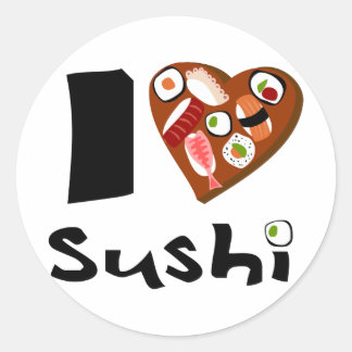 ilovesushipegatine classic round sticker