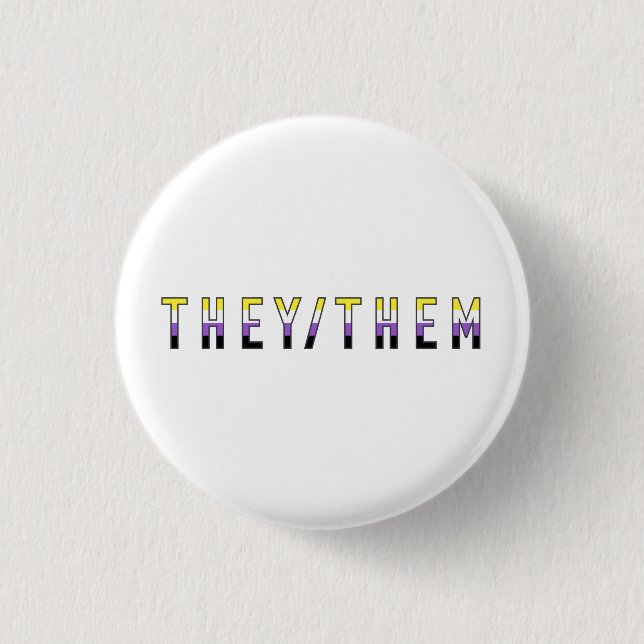 Ils/Eux Non Binary Pride Drapeau Pronouns Badge (Devant)