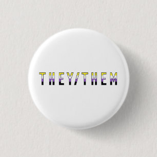 Ils/Eux Non Binary Pride Drapeau Pronouns Badge