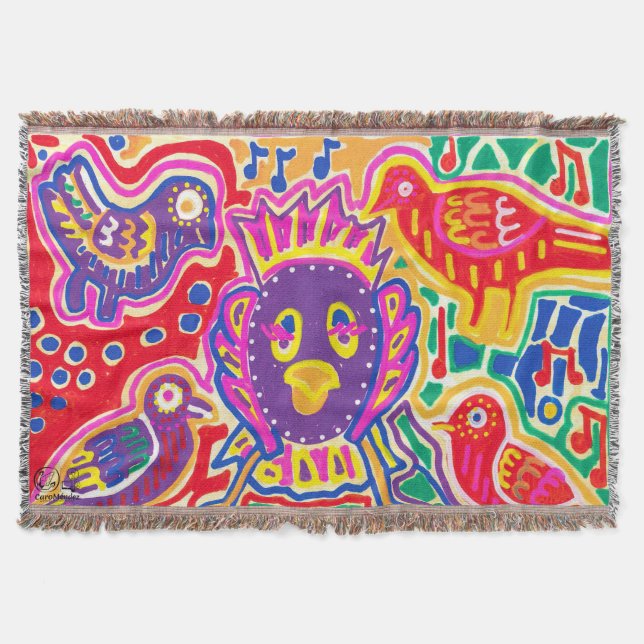  Ilustración de Mola1 Throw Blanket (Front)