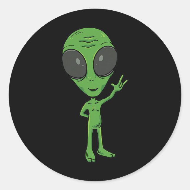 Ily Alien Asl Hand Gesture Deaf Hearing Loss Aware Classic Round Sticker (Front)