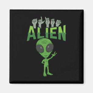 ILY Alien ASL Hand Gesture Deaf Hearing Loss Aware Magnet