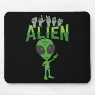 ILY Alien ASL Hand Gesture Deaf Hearing Loss Aware Mouse Pad