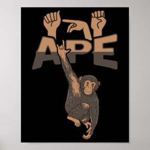 ILY APE ASL Hand Gesture Deaf Hearing Loss Awarene Poster