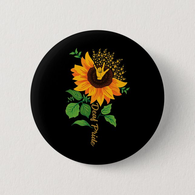 ILY ASL Hand Gesture Deaf Hearing Loss Awareness  2 Inch Round Button (Front)