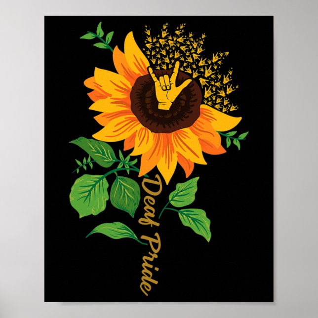 ILY ASL Hand Gesture Deaf Hearing Loss Awareness  Poster (Front)