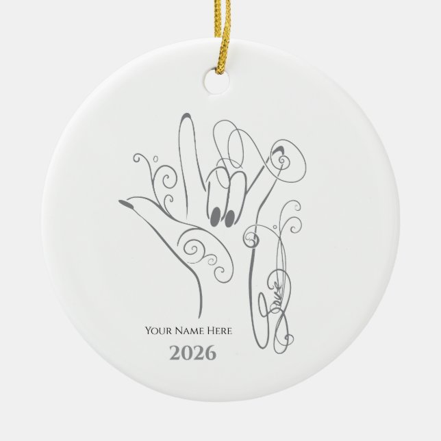 ILY ASL Handshape Ornament - Personalize (Front)