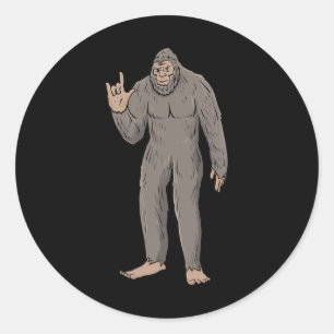 Ily Big Foot Asl Hand Gesture Deaf Hearing Loss Aw Classic Round Sticker