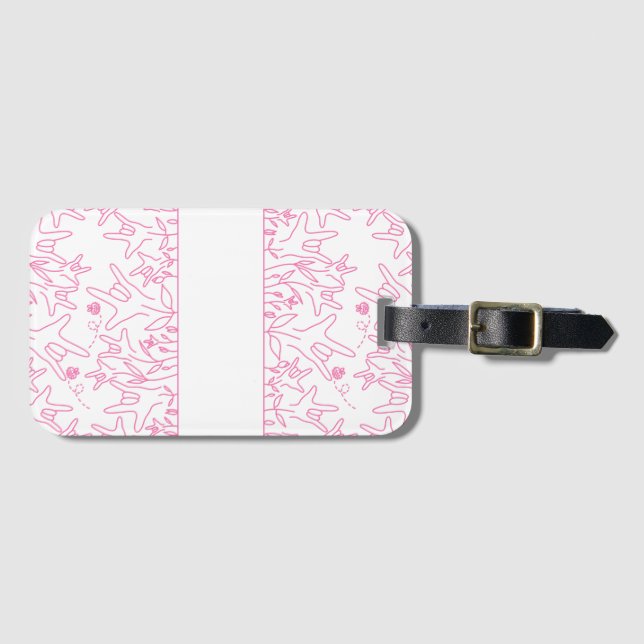 ILY Bloom - Custom Name ASL Design Luggage Tag (Front Horizontal)