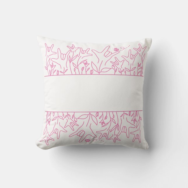 ILY Bloom - Custom Name ASL Design Throw Pillow (Front)