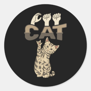 Ily Cat Asl Hand Gesture Deaf Hearing Loss Awarene Classic Round Sticker