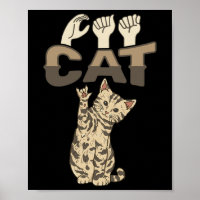 ILY Cat ASL Hand Gesture Deaf Hearing Loss Awarene