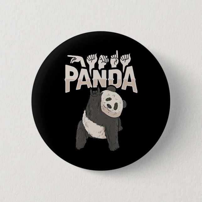 Ily Panda Asl Hand Gesture Deaf Hearing Loss Aware 2 Inch Round Button (Front)