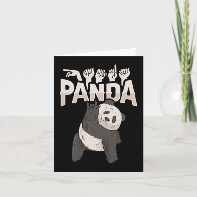 ILY Panda ASL Hand Gesture Deaf Hearing Loss Aware Card (Front)