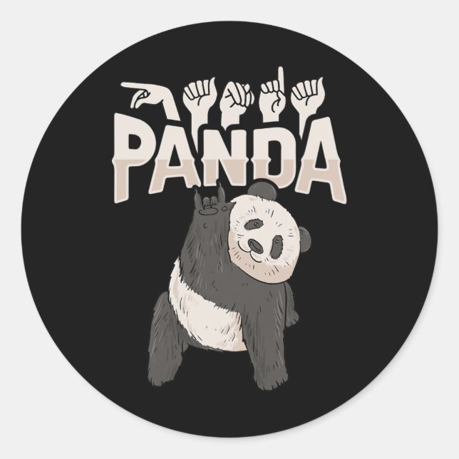 ILY Panda ASL Hand Gesture Deaf Hearing Loss Aware Classic Round Sticker (Front)