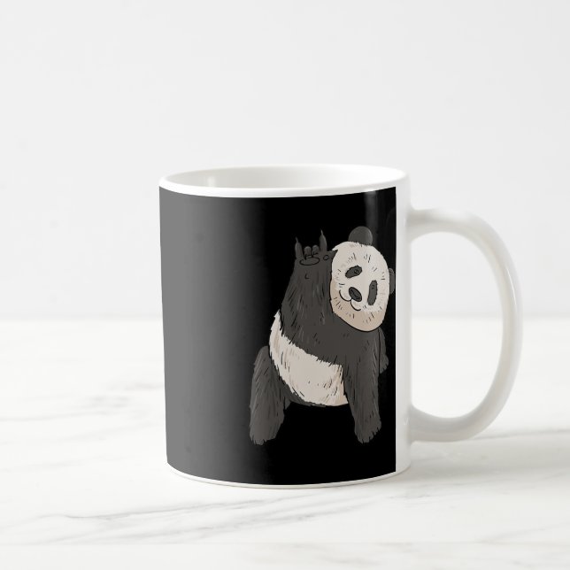 ILY Panda ASL Hand Gesture Deaf Hearing Loss Aware Coffee Mug (Right)