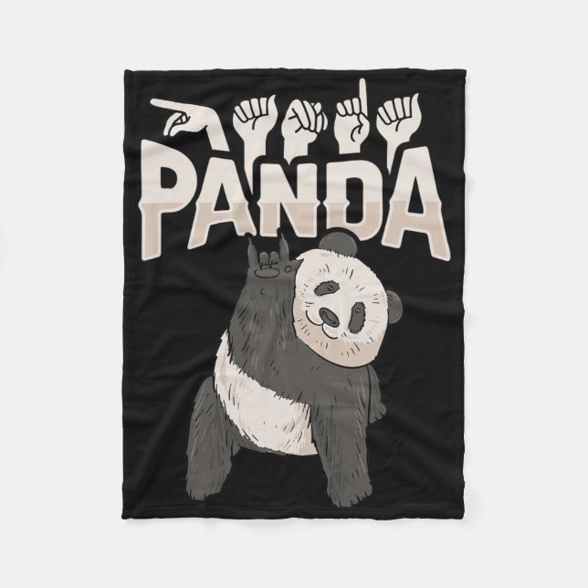 Ily Panda Asl Hand Gesture Deaf Hearing Loss Aware Fleece Blanket (Front)