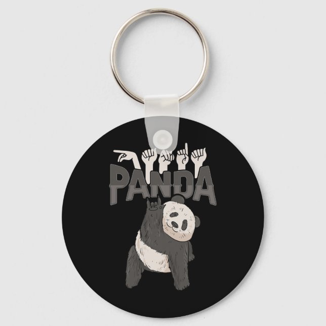 Ily Panda Asl Hand Gesture Deaf Hearing Loss Aware Keychain (Front)