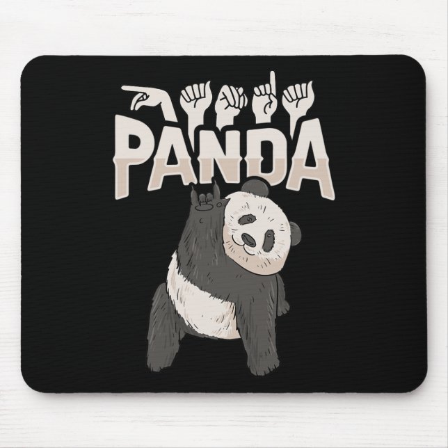 ILY Panda ASL Hand Gesture Deaf Hearing Loss Aware Mouse Pad (Front)