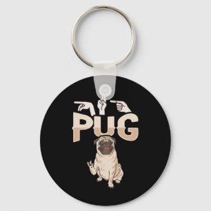 Ily Pug Asl Hand Gesture Deaf Hearing Loss Awarene Keychain