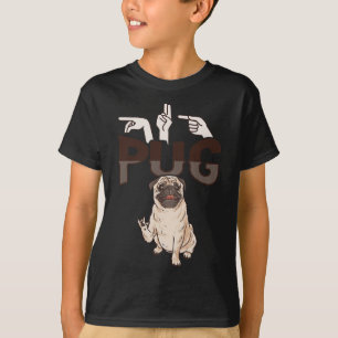 ILY Pug ASL Hand Gesture Deaf Hearing Loss Awarene T-Shirt