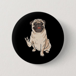 Ily Pug Dog Asl Hand Gesture Deaf Hearing Loss Awa 2 Inch Round Button