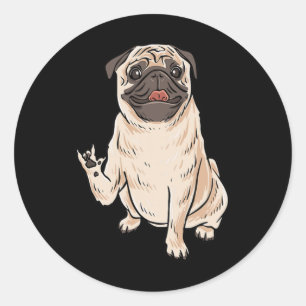 Ily Pug Dog Asl Hand Gesture Deaf Hearing Loss Awa Classic Round Sticker