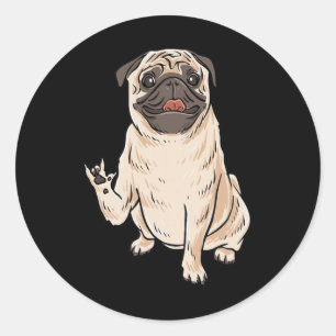 ILY PUG DOG ASL Hand Gesture Deaf Hearing Loss Awa Classic Round Sticker