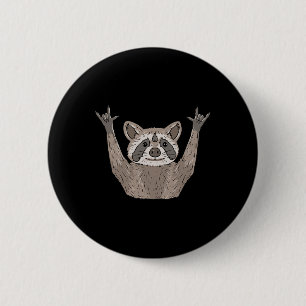 Ily Raccoon Asl Hand Gesture Deaf Hearing Loss Awa 2 Inch Round Button