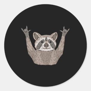 Ily Raccoon Asl Hand Gesture Deaf Hearing Loss Awa Classic Round Sticker