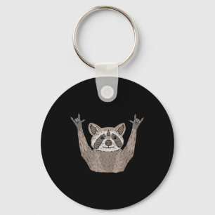 ILY Raccoon ASL Hand Gesture Deaf Hearing Loss Awa Keychain
