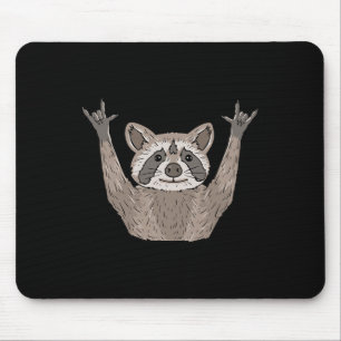 ILY Raccoon ASL Hand Gesture Deaf Hearing Loss Awa Mouse Pad