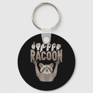 ILY Racoon ASL Hand Gesture Deaf Hearing Loss Awar Keychain
