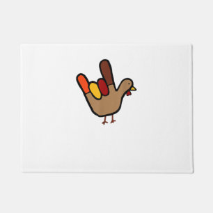 ILY Sign Language Hand Turkey Thanksgiving Holiday Doormat