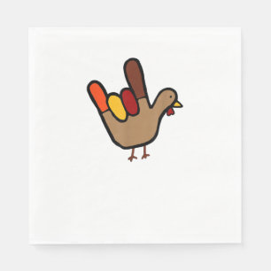 ILY Sign Language Hand Turkey Thanksgiving Holiday Napkin