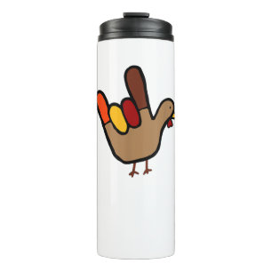 ILY Sign Language Hand Turkey Thanksgiving Holiday Thermal Tumbler