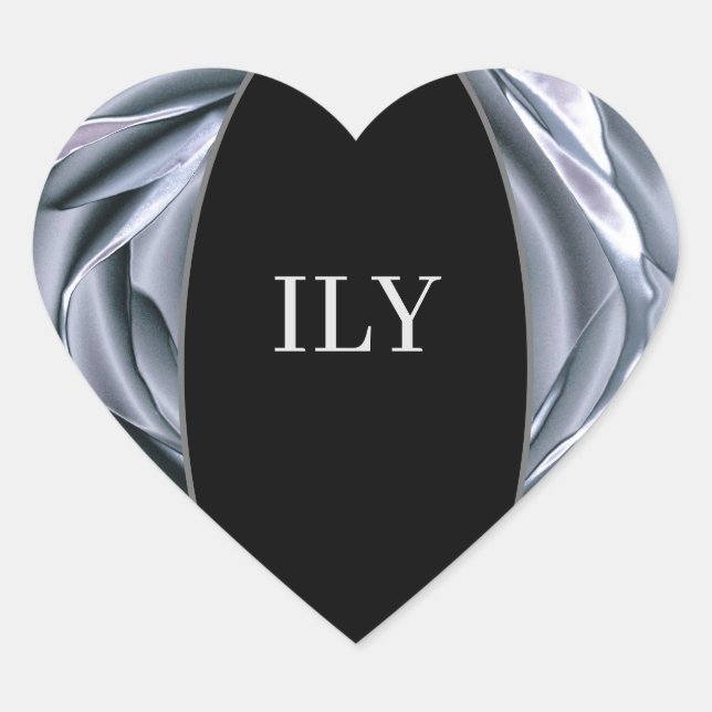ILY Silver and Black Heart Sticker (Front)
