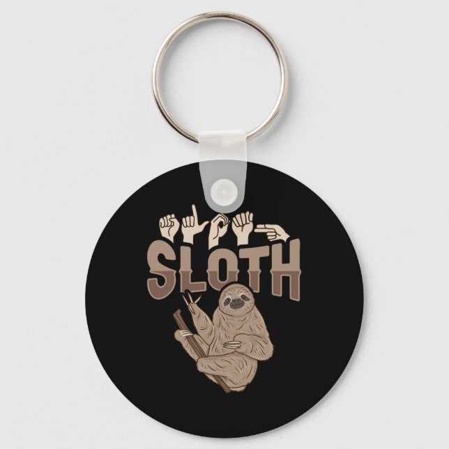 Ily Sloth Asl Hand Gesture Deaf Hearing Loss Aware Keychain (Front)