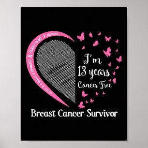 I'm 13 Years Cancer Free Breast Cancer Survivor Fa Poster