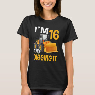 I'm 16 And Digging It Being 16 Boys 16th Bday Bull T-Shirt