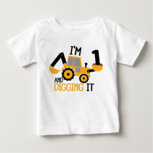 I'm 1 And Digging It Construction Birthday Boy  Baby T-Shirt