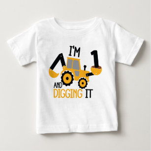 I'm 1 And Digging It Construction Birthday Boy  Baby T-Shirt