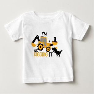 I'm 1 and Digging It Cute Baby Birthday Dinosaur Baby T-Shirt