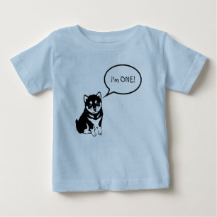 I'm 1 Dog Speech Bubble 2 Blue Baby Shirt
