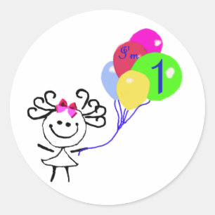 I'm 1 Stick Figure Classic Round Sticker