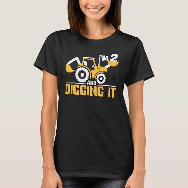 Im 2 And Digging It Boy 2 Year Old 2nd Birthday Co T-Shirt (Front)