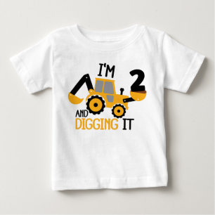 I'm 2 And Digging It Construction Birthday Boy  Baby T-Shirt
