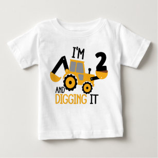 I'm 2 And Digging It Construction Birthday Boy  Baby T-Shirt