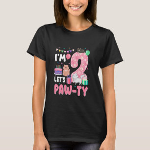 I'm 2 Let's Paw-Ty 2nd Birthday Cats Lover 2 Year T-Shirt
